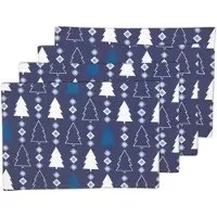 Homescapes Kerstplacemat Winterland, blauw, set van 4