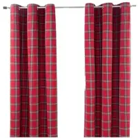 Homescapes Edward tartan ooggordijnen set van 2 100% katoen, 228 x 137 cm