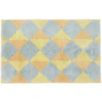 Homescapes antislip badmat met harlekijnpatroon 100% katoen mosterdgeel en grijs