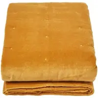 Homescapes Gewatteerde fluwelen deken mosterdgeel – sprei van katoenfluweel , 150 x 200 cm