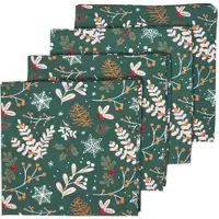 Homescapes Feestelijke bosgroene kerstservetten, set van 4