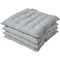 Homescapes stoelkussens – set van 4 zitkussens – katoen – 40x40 cm – grijs – met lint – voor eetkamer & buitengebruik