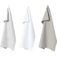 Homescapes theedoekenset 3 stuks smal gestreept grijs