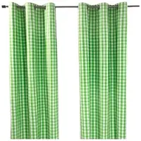 Homescapes groen geruit oogjesgordijn in een verpakking van 2 stuks, B 137 cm x L 228 cm