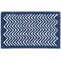 Homescapes antislip badmat met chevronpatroon 100% katoen, donkerblauw en wit