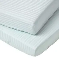 Homescapes Baby Hoeslaken Ledikant 60x120 cm – Set van 2 – Blauw – Satijnstreep 100% Egyptisch Katoen – OEKO-TEX