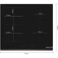 Bosch 60cm inductiekookplaat - SER6 - PVS63KHC1E Zwart - 4-pits - Home Connect - L592 x D522 mm