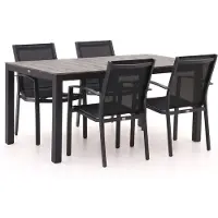Forza furniture + 10% kassakorting | Forza Altea/Fidenza 160cm dining tuinset 5-delig stapelbaar
