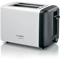 Bosch TAT3P421DE, 2 plakken, Zwart, Wit, Roestvrij staal, Knopbediening, Hendel, Draaibaar, CE, VDE, 970 W