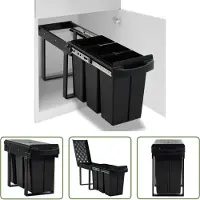 The Living Store Inbouw Prullenbak - Keukenprullenbak - Inbouwprullenbak uittrekbaar soft-close 36 L - Afvalscheidingsbak - Sorteerbak - Plastic Prullenbak