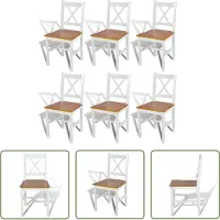 The Living Store : Eetkamerstoelen, 6 stuks, wit, van grenenhout