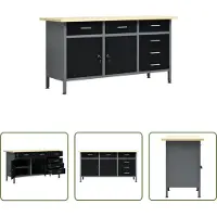 The Living Store Metalen Werkbank - Werkbank - Werkbank 160x60x85 cm staal zwart - Stalen Werkbank - Werktafel - Hobby Werkbank