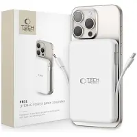 Tech-Protect PB31, 10000 mAh, Power Delivery 3.0, Draadloos opladen, 15 W, Wit