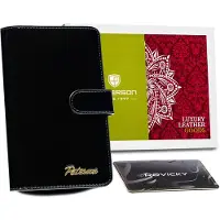 Peterson damesportemonnee, gelakt leer, zwart, 16,5 x 9 cm, met RFID-bescherming