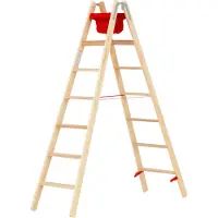 Hymer houten opklapladder met textielzak, 2x7 treden