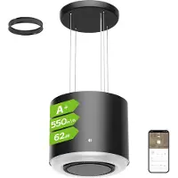 CIARRA VM4838B - Kookeiland Afzuigkap Eilandkap A+ 565 m³/u- App & Touch Bediening, 4 Standen incl. BOOS Recirculatie Zwart