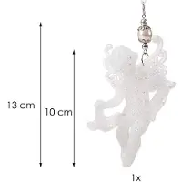 Springos Kersthanger | Engel | Kerstboomhanger | Wit | Glitters | 13 cm