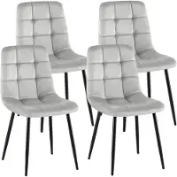 CLP Antibes Set van 4 Eetkamerstoelen - Zonder armleuning - Metaal frame - Velvet - Fluweel/grijs
