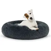 Leobert Hondenmand of Kattenmand Pluche Kussen Bed Maat M 60cm - Donkergrijs - Geschikt Voor Een Medium Hond of Kat Tot 9 kg