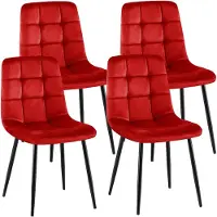 CLP Set van 4 eetkamerstoelen Antibes, met fluwele bekleding, gestoffeerde rugleuningen, geschikt tot 150 kg, kleur rood