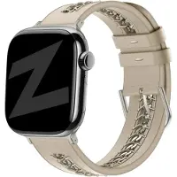 Bandz Leren 'Chains' bandje geschikt voor Apple Watch (Series 12/11/10), (SE 3/2/1), (Series 9/8/7/6/5/4) - 38/40/41/42mm - Beige