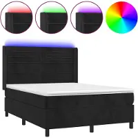 vidaXL Boxspring met matras en LED fluweel zwart 140x200 cm