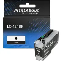 PrintAbout Inktcartridge LC-424BK Zwart geschikt voor Brother
