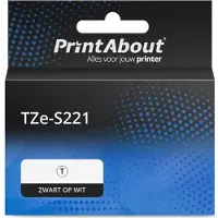 PrintAbout Huismerk vervangt Brother TZe-S221 Tape Zwart op wit (9 mm)