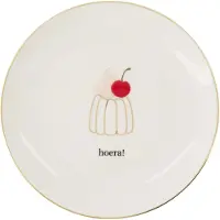 Zusss Gebaksbordje Taartje Hoera Keramiek Wit / Roze / Rood