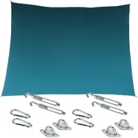 Hespéride Premium kwaliteit schaduwdoek/zonnescherm Shae rechthoekig blauw 3 x 4 meter - inclusief bevestiging haken set