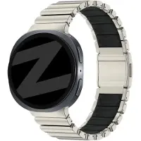Bandz Titanium 'Hybrid' bandje geschikt voor Samsung Galaxy Watch 9 (40/44mm) / Watch 8 (40/44mm) / 8 Classic (46mm) - Titanium/Zwart