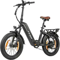 TTGO F8 Elektrische Fiets - 250W Motor - 48V18Ah Accu - Koolstofvezelframe - 20 x 3 inch Banden - Hydraulische Schijfremmen - Actieradius tot 110-140 km - Shimano 7 Versnellingen - Zwart