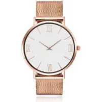 LGT JWLS Roségoud dameshorloge met witte wijzerplaat en mesh band
