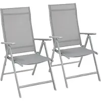 Songmics Opvouwbare tuinstoelen voor buiten met stevig aluminium frame, rugleuning met 8 verstelniveaus, tot 150 kg laadvermogen, grijs