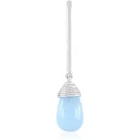 Cavill - Zilveren Hanger Met Blauwe Onyx 4,881 Ct - 925 Sterling Zilver Gerhodineerd - Briolette Cabochon - Elegante Druppelvorm - Monosono Collectie
