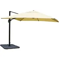 Mendler Ampelscherm HWC-A96, zonnescherm voor de horeca, 3x3 meter (diameter 4,24 meter), polyester/alu, 23 kg, crème kleur, met standaard, draaibaar