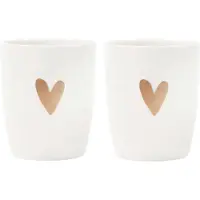 Zusss Set Van 2 Espressomokken Hartje Goud - Cadeau - Verjaardag Aardewerk Wit / Goud