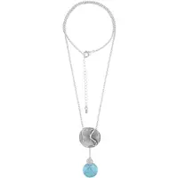 Cavill - 925 Sterling Zilver Ketting - Turkoois Ronde Cabochon 6,643 ct - Verstelbare Ketting 44-49 cm - Elegante Turkoois Sieraden Dames