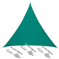 Hespéride Polyester schaduwdoek/zonnescherm Curacao driehoek mint groen 3 x 3 x 3 meter - inclusief bevestiging haken set