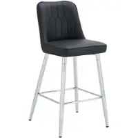 OKWISH Barkrukken 100 Cm – Set Van 2 Met Rugleuning En Voetsteun – Voor Keukenbar En Hoge Tafel – Metaal En PU Leer – Zwart