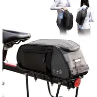 VHV -Waterdichte Fietstas Bagagedrager 8L - Multifunctionele Bagagedragertas met Regenhoes - Compacte Fietstas Achterop met Reflectoren - 3-in-1 Handtas en Schoudertas voor E-bike en Stadsfiets - Zwart