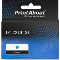 PrintAbout Inktcartridge LC-22UC XL Cyaan Hoge capaciteit geschikt voor Brother