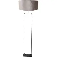 Steinhauer Vloerlamp Stang 4820ZW - zwart armatuur met grijze velours kap