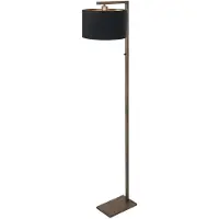 Steinhauer Vloerlamp brons Stang met zwarte kap