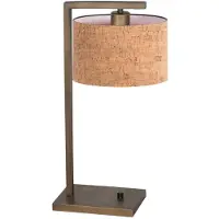 Steinhauer Bronzen tafellamp Stang 4900BR met beige kurkstructuur kap