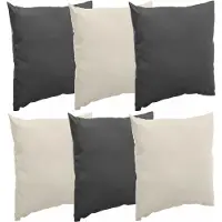 Hespéride Bank/sier/tuin kussens - binnen/buiten - set 6x stuks - beige/antraciet - 40x40 cm