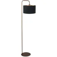 Mexlite Vloerlamp Stang 4784BR, bronskleurige vloerlamp met fijn linnen kap