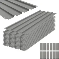 Outsunny - Gegalvaniseerde stalen panelen - 129x45cm - Lichtgrijs