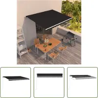 The Living Store Uitschuifbare Luifel - 400 x 350 cm - Polyester met PU-coating