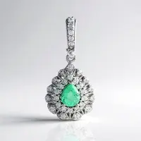Cavill - Zilveren Elegante Hanger - 925 Sterling Zilver Platina Verguld - 0,192 ct Peervormige Colombiaanse Smaragd - Cambodjaanse Zirkonia Sieraden